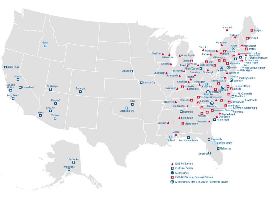 Routes & Locations - Piedmont Airlines