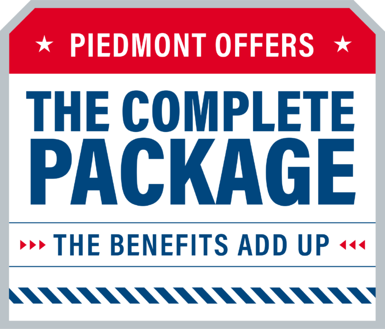 Graphic with the text: Piedmont offers the complete package The benefits add up